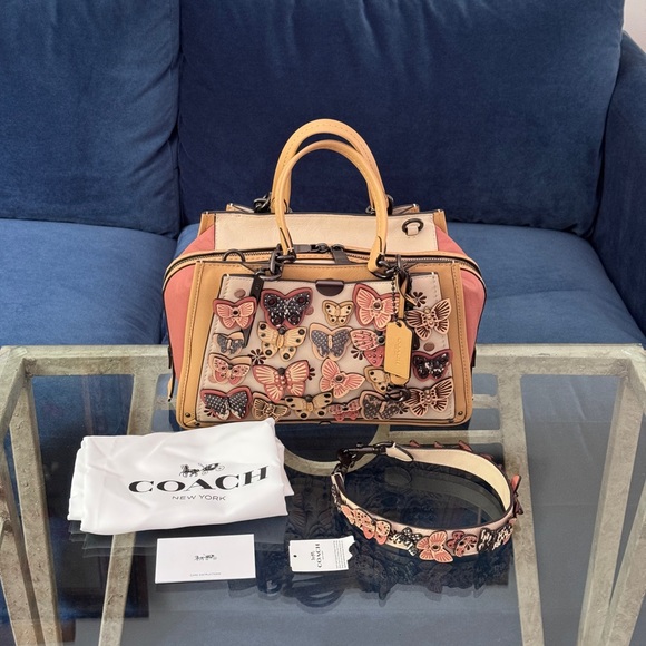 Coach Handbags - Coach Dreamer With Butterfly Applique And Snakeskin Detail